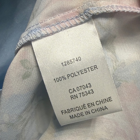 Rachel Zoe Blue Printed Floral Satin Collared Button Down Shirt - Picture 5 of 5